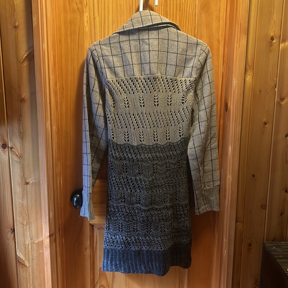 BLACK SWAN - Wool Plaid, Knit Button Up Shacket - Picture 3 of 8